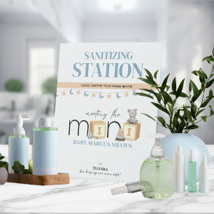 Panneau de la mini-station de désinfection bleue