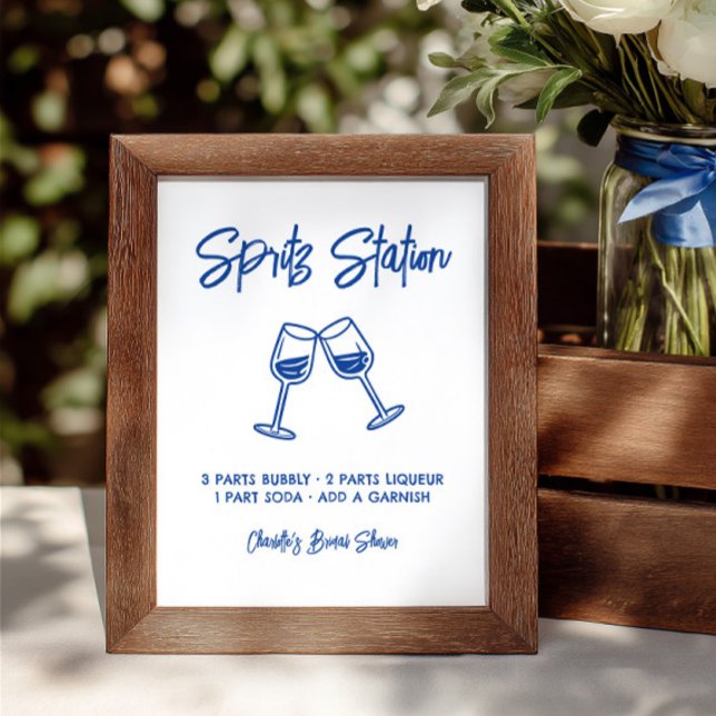 Panneau de la Station Spritz Dessinée à la Main po (Hand Drawn Spritz Station Bridal Shower Sign)