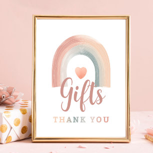 Panneau de la table cadeau Boho Rainbow Baby showe