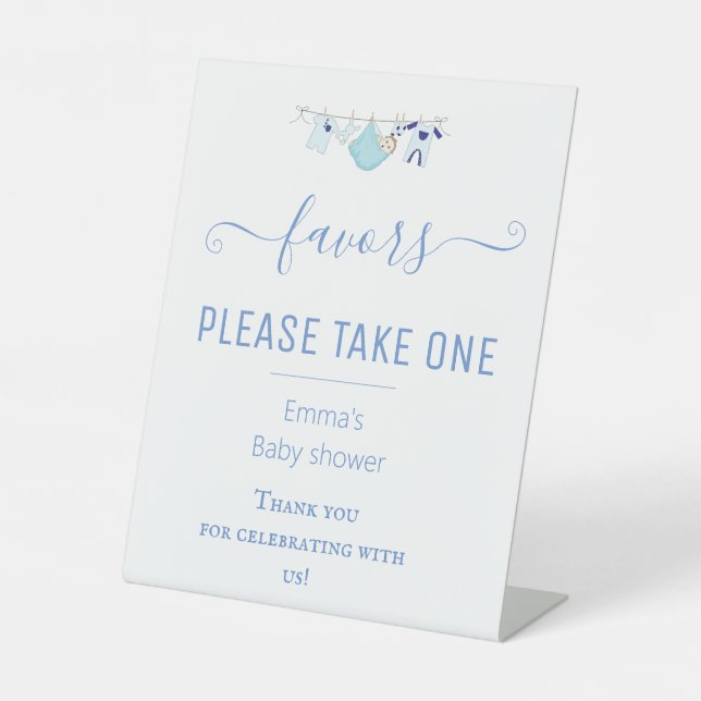 Panneau de la table de Baby shower Cute Boy Blue F (Recto)