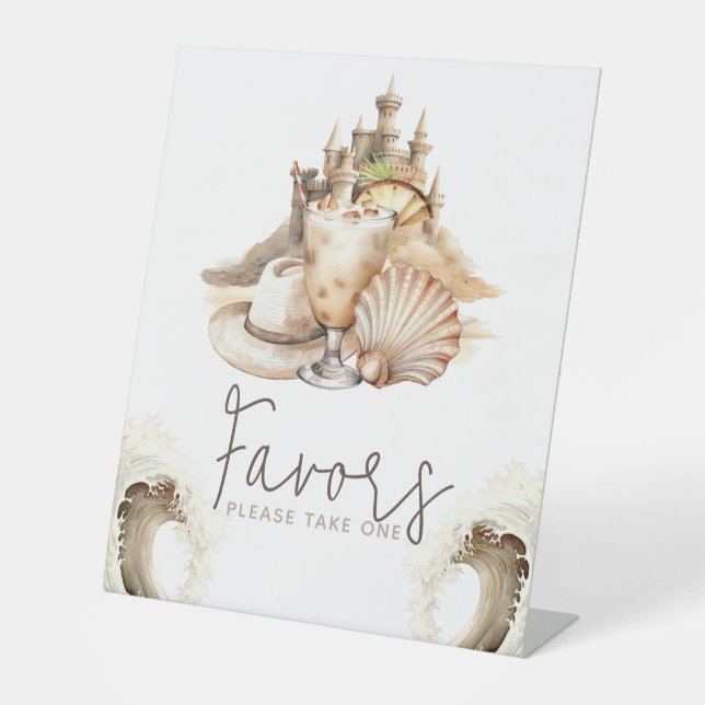 Panneau de la table Pastel Sand Anniversaire Plage (Recto)