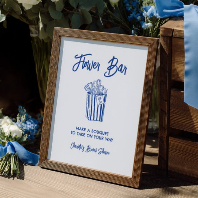 Panneau de Lancement de Mariage Fleur Bar Fresh Of (Fresh Off The Market Flower Bar Bridal Shower Sign)