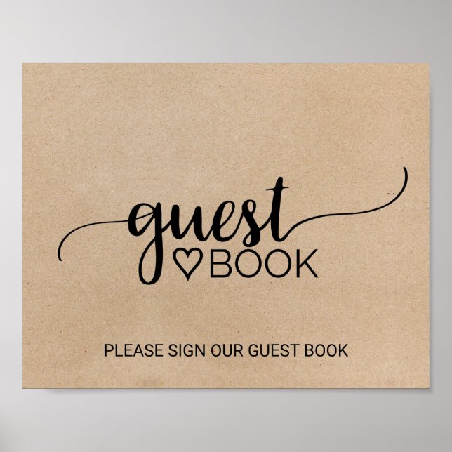 Panneau de livre d'or à calligraphie kraft faux si (Devant)
