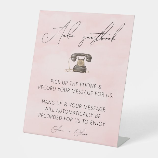 Panneau de livre d'or audio rose blush (Recto)