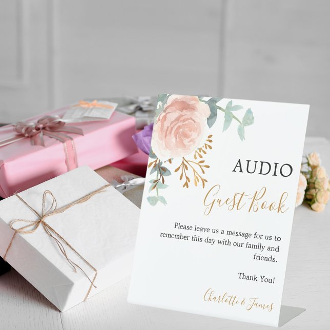 Panneau de livre d'or audio rose gold verdure mari (Créateur téléchargé)