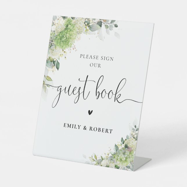 Panneau de livre d'or aux hydrangeas botaniques (Recto)