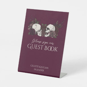 Panneau de livre d'or burgundy Gothique Crânes & R