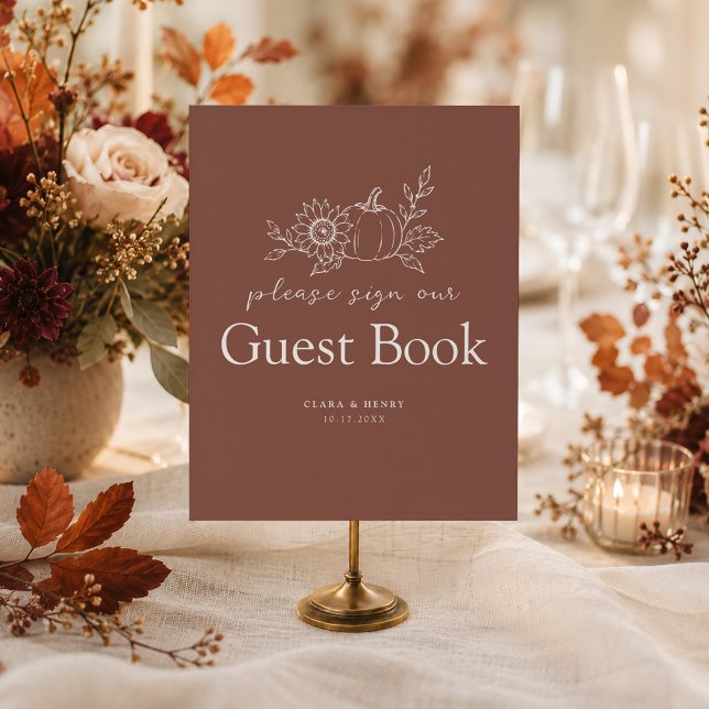 Panneau de livre d'or de mariage citrouille rouill (Créateur téléchargé)