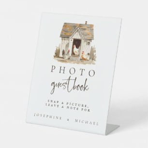 Panneau de livre d'or de mariage de poulet de ferm