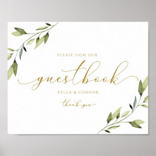 Panneau de livre d'or de mariage Ethereal Greenery