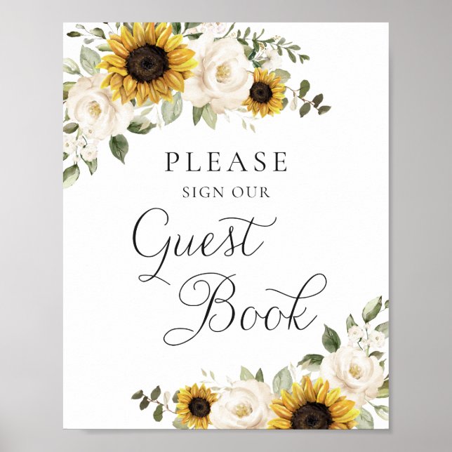 Panneau de livre d'or de mariage floral de verdure (Devant)