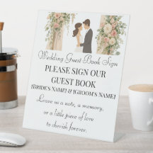 Panneau de livre d'or de mariage floral romantique