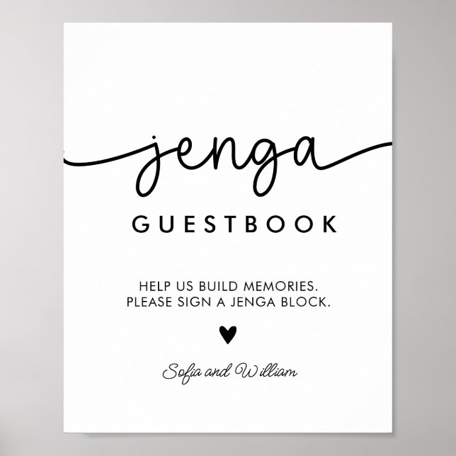Panneau de livre d'or de mariage Jenga imprimable (Devant)