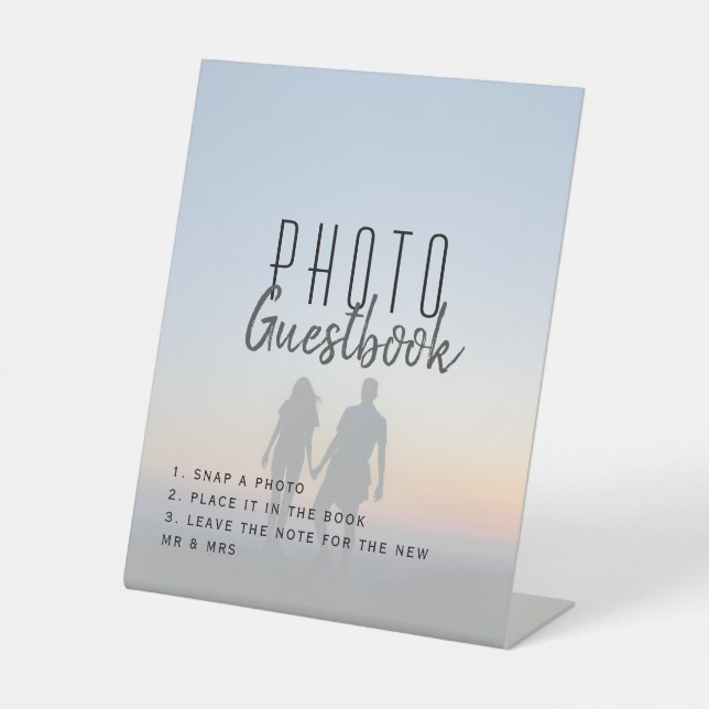 Panneau de Livre d'Or de Mariage Photo Moderne (Recto)