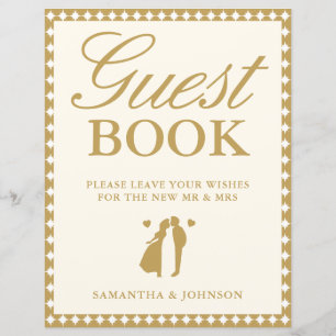 Panneau de livre d'or de mariage rétro vintage ivo