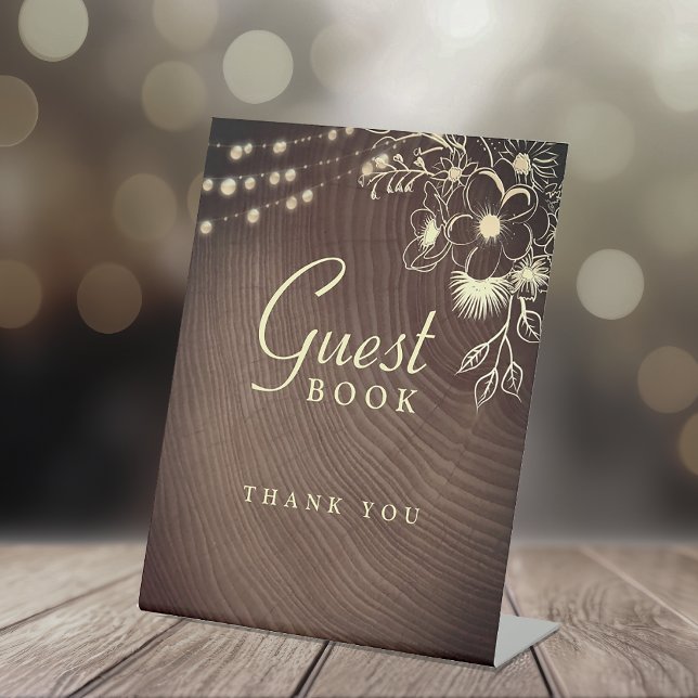 Panneau de livre d'or de mariage rustique (Créateur téléchargé)