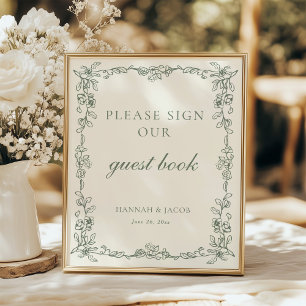 Panneau de livre d'or de mariage Vert Sauge Victor