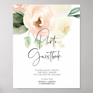 Panneau de livre d'or de photo de mariage floral r