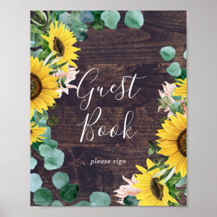 Panneau de livre d'or en bois de tournesol eucalyp