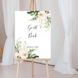Panneau de livre d'or floral à feuillage tropical 