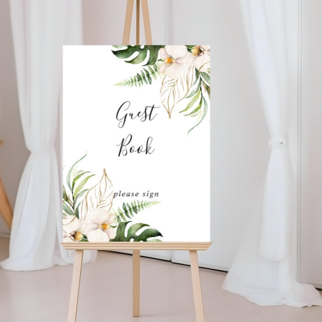 Panneau de livre d'or floral à feuillage tropical  (Créateur téléchargé)