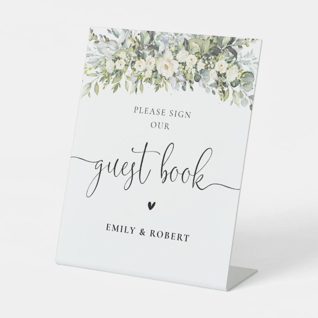 Panneau de livre d'or floral blanc (Recto)
