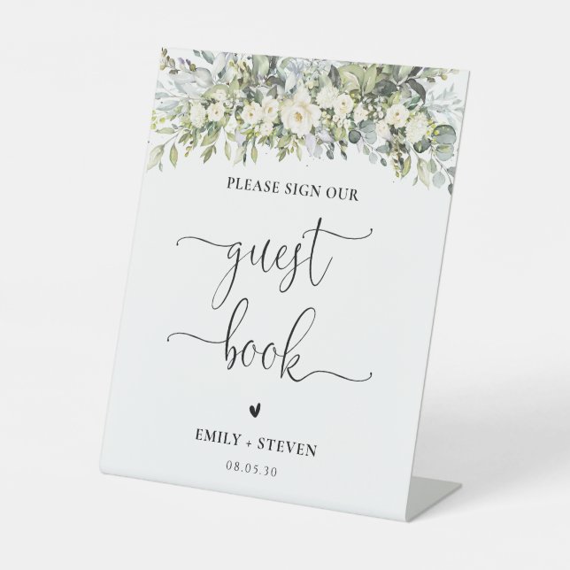 Panneau de livre d'or floral blanc (Recto)