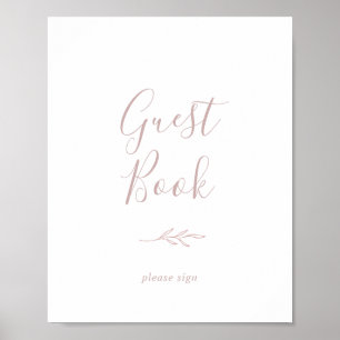Panneau de livre d'or Minimal Leaf Rose Poussiér