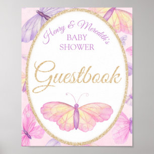 Panneau de livre d'or pour baby shower Papillon Ro