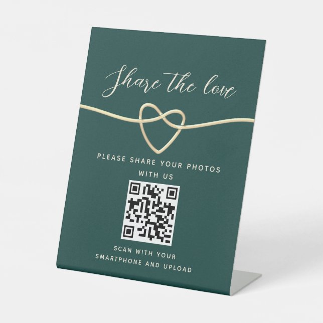 Panneau de mariage avec code QR vert émeraude (Recto)