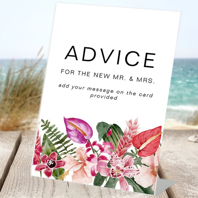 Panneau de mariage avec conseils sur les fleurs tr (Tropical Floral Advice Wedding Sign by Painted Paperie
)