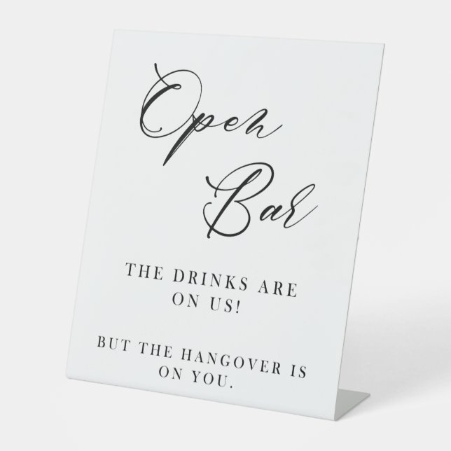 Panneau de mariage Bar Ouvert | Calligraphie moder (Recto)