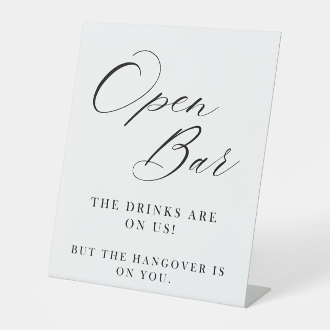 Panneau de mariage Bar Ouvert | Calligraphie moder (Recto)