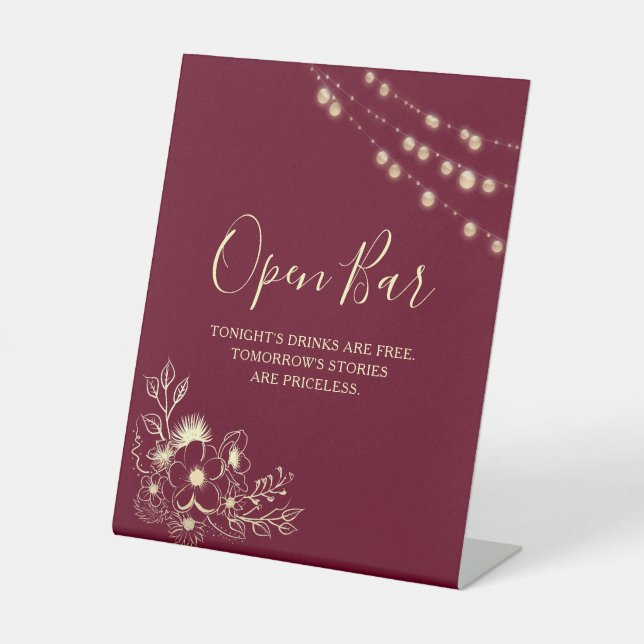 Panneau de mariage Bar Ouvert Or Bourgogne (Recto)