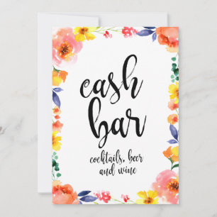 Panneau de mariage bohème abordable Cash Bar Flora