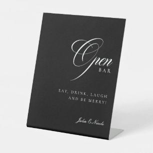 Panneau de mariage Boissons Open Bar Noir Ivoire C