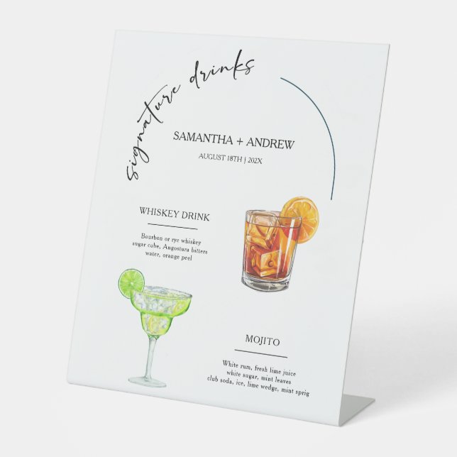 Panneau de mariage "Boissons pour lui et pour elle (Recto)