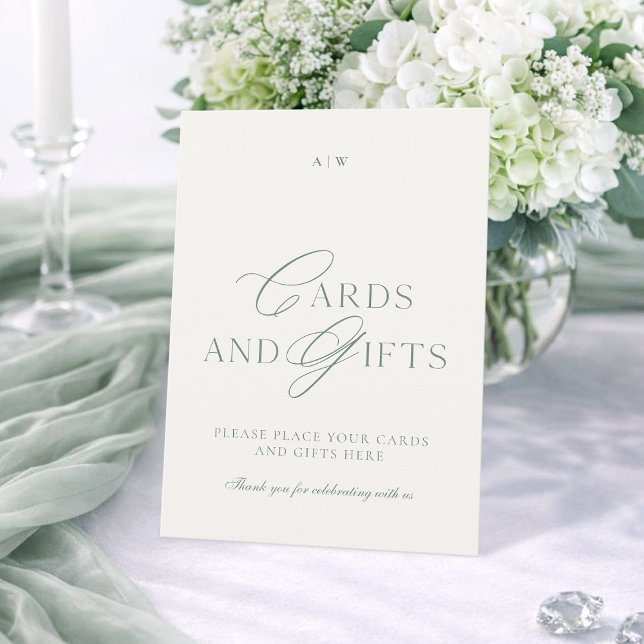 Panneau de mariage Cartes et Cadeaux Élégant Vert  (Créateur téléchargé)