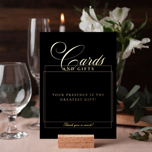 Panneau de mariage Cartes et Cadeaux Noir Chic Cla (Créateur téléchargé)