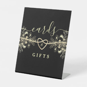 Panneau de mariage Cartes et Cadeaux Or Noir