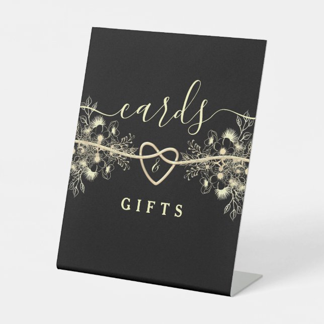 Panneau de mariage Cartes et Cadeaux Or Noir (Recto)