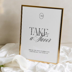 Panneau de mariage classique noir et blanc 'Prenez