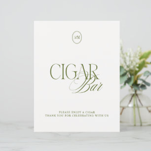 Panneau de mariage de bar à cigares vert olive cla
