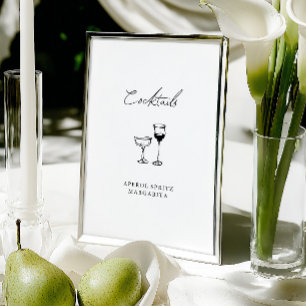 Panneau de mariage de bar à cocktails dessiné à la