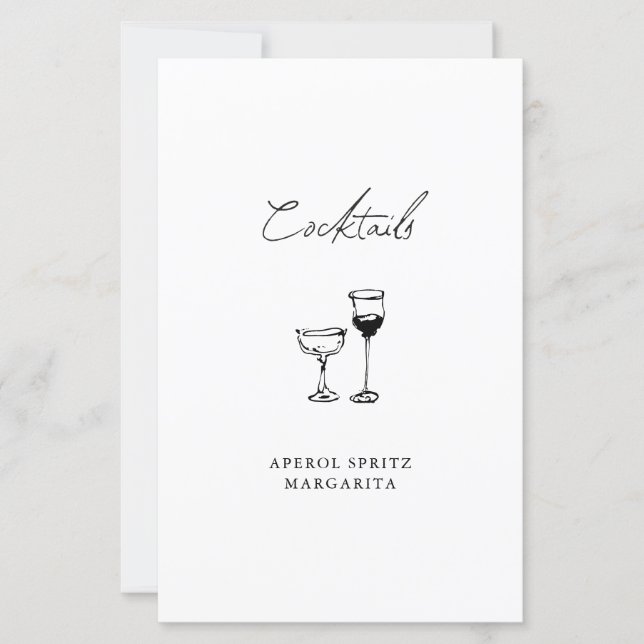 Panneau de mariage de bar à cocktails dessiné à la (Devant)