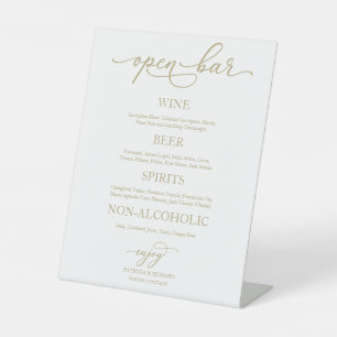 Panneau de mariage élégant calligraphie dorée Bar