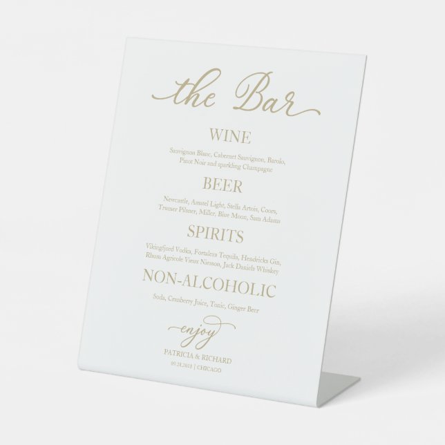 Panneau de mariage élégant calligraphie or Bar Boi (Recto)