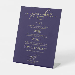Panneau de mariage élégant or bleu marine Bar ouve