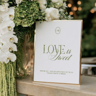 Panneau de mariage Élégant Vert Olive Love is Swee