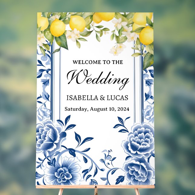 Panneau de mariage en acrylique citron bleu (Neutre)